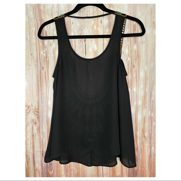 Surf Gypsy- Semi Sheer Embroidered Low Cut Top - Picture 4 of 6